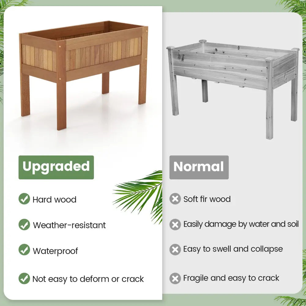 Wooden Raised Garden Bed Solid Wood Elevated Planter Box with Legs - Natural - Raised Garden Beds