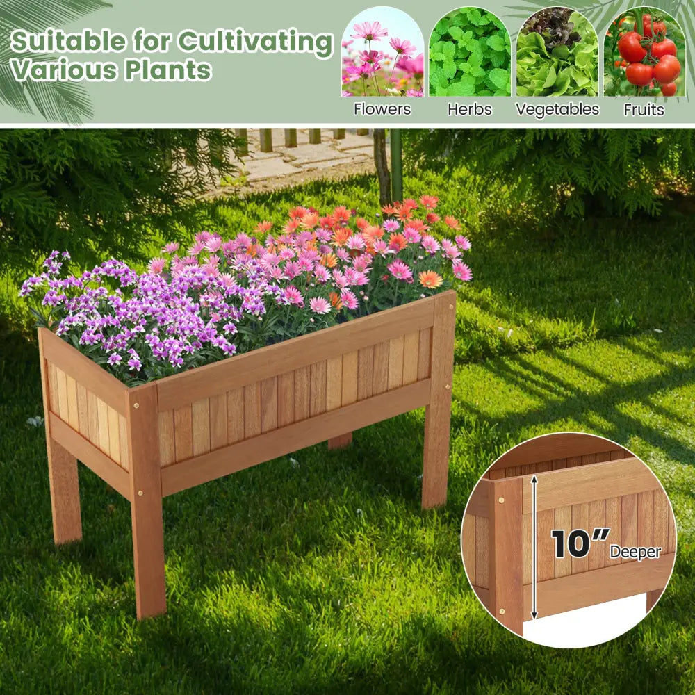 Wooden Raised Garden Bed Solid Wood Elevated Planter Box with Legs - Natural - Raised Garden Beds