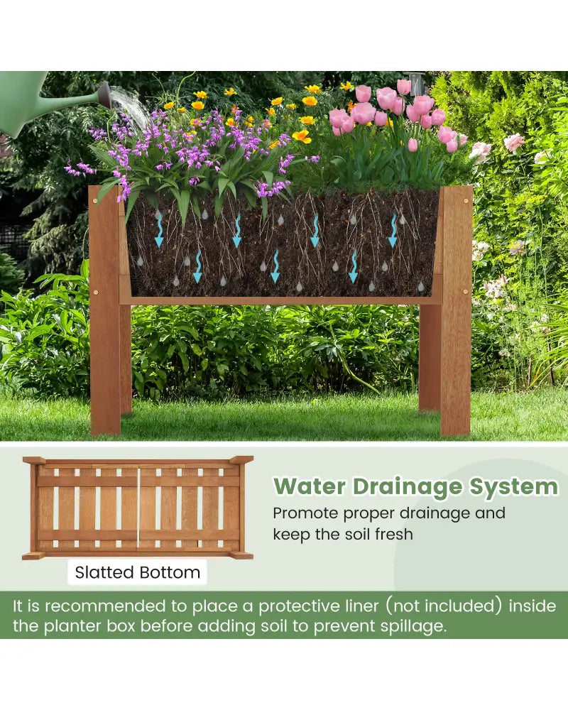 Wooden Raised Garden Bed Solid Wood Elevated Planter Box with Legs - Natural - Raised Garden Beds