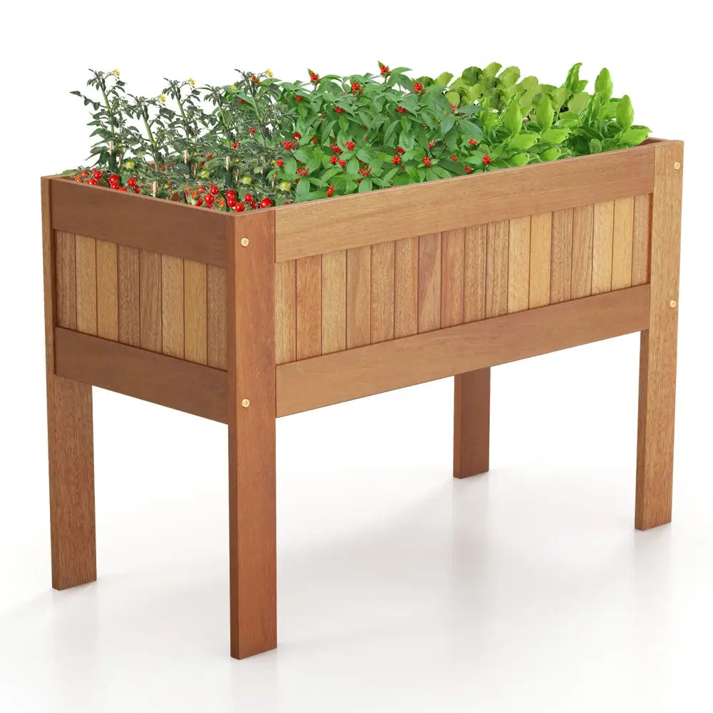 Wooden Raised Garden Bed Solid Wood Elevated Planter Box with Legs - Natural - Raised Garden Beds