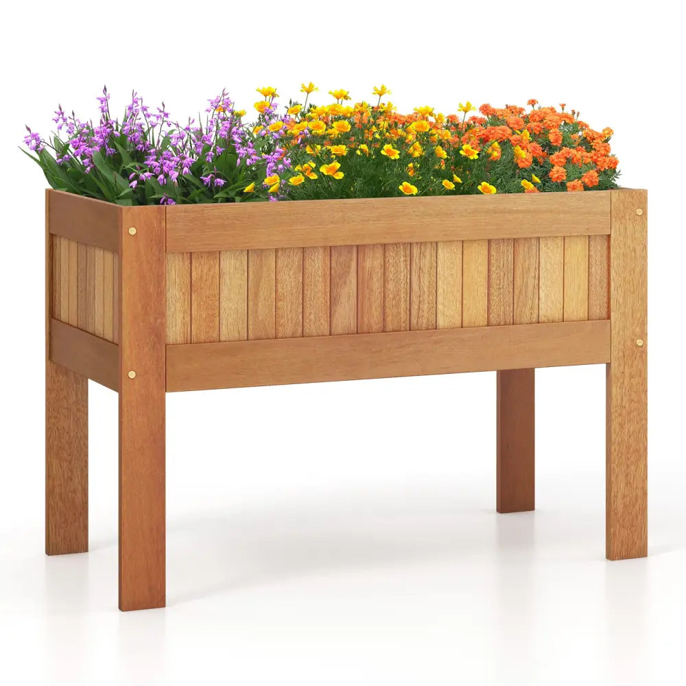 Wooden Raised Garden Bed Solid Wood Elevated Planter Box with Legs - Natural - Raised Garden Beds