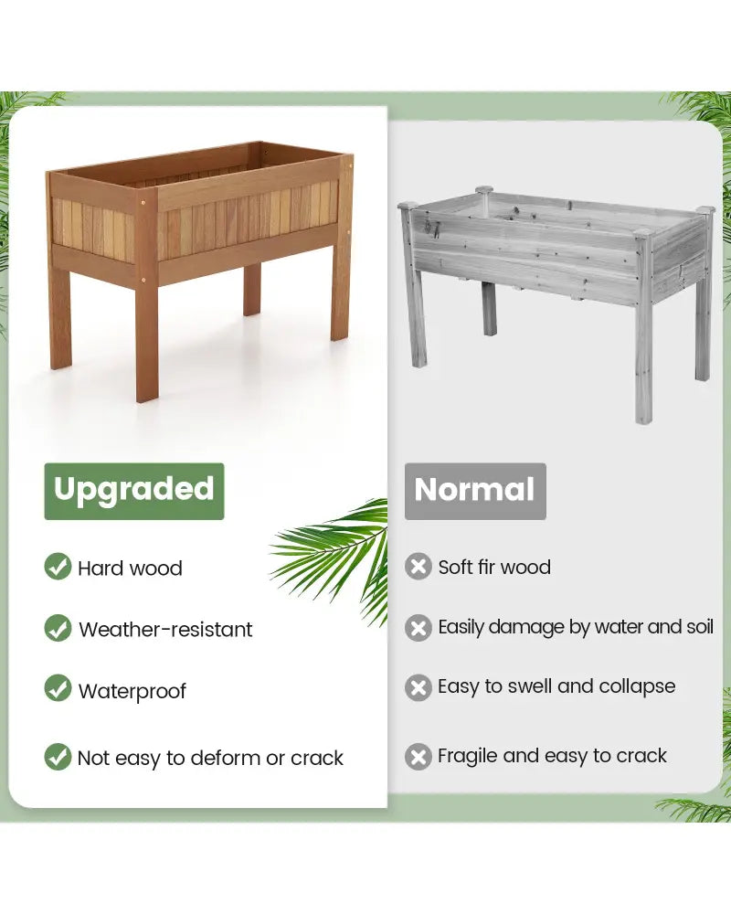 Wooden Raised Garden Bed Solid Wood Elevated Planter Box with Legs - Natural - Raised Garden Beds
