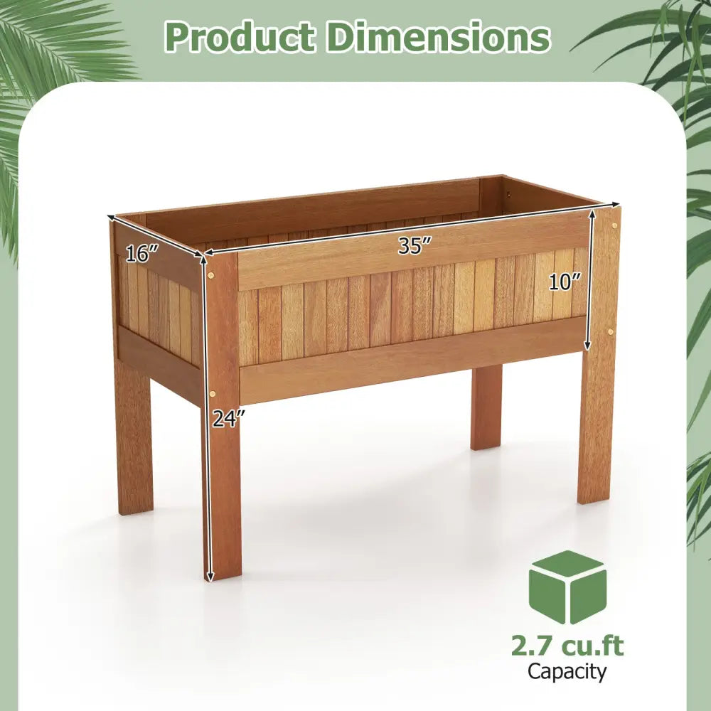 Wooden Raised Garden Bed Solid Wood Elevated Planter Box with Legs - Natural - Raised Garden Beds