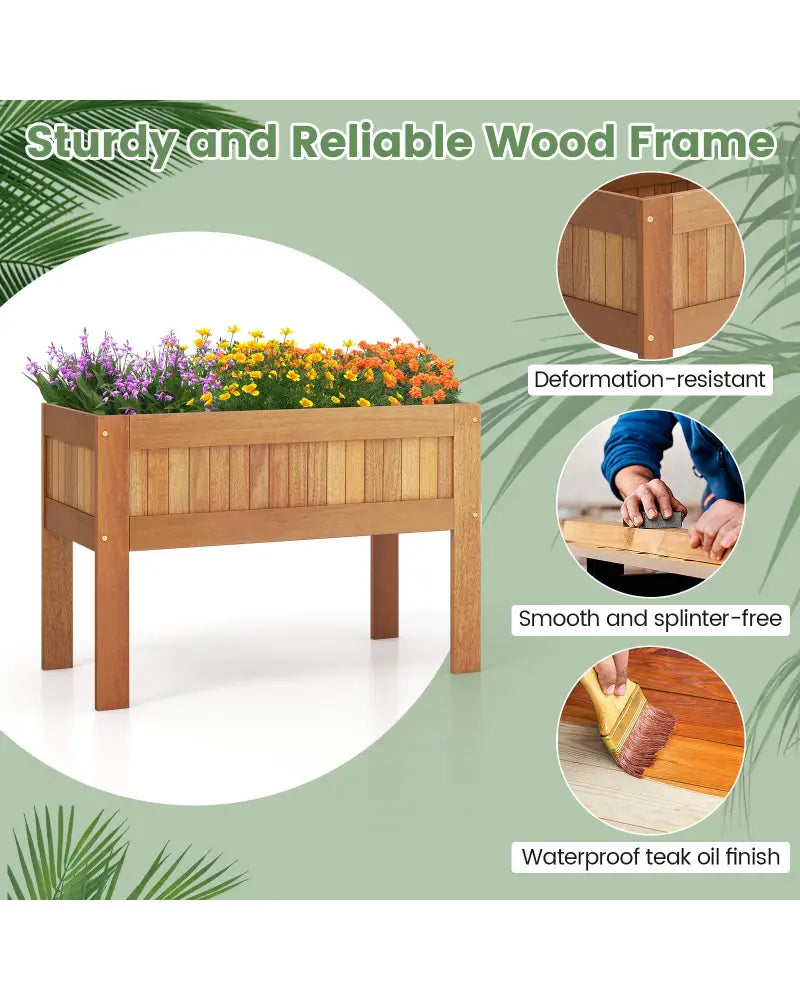 Wooden Raised Garden Bed Solid Wood Elevated Planter Box with Legs - Natural - Raised Garden Beds