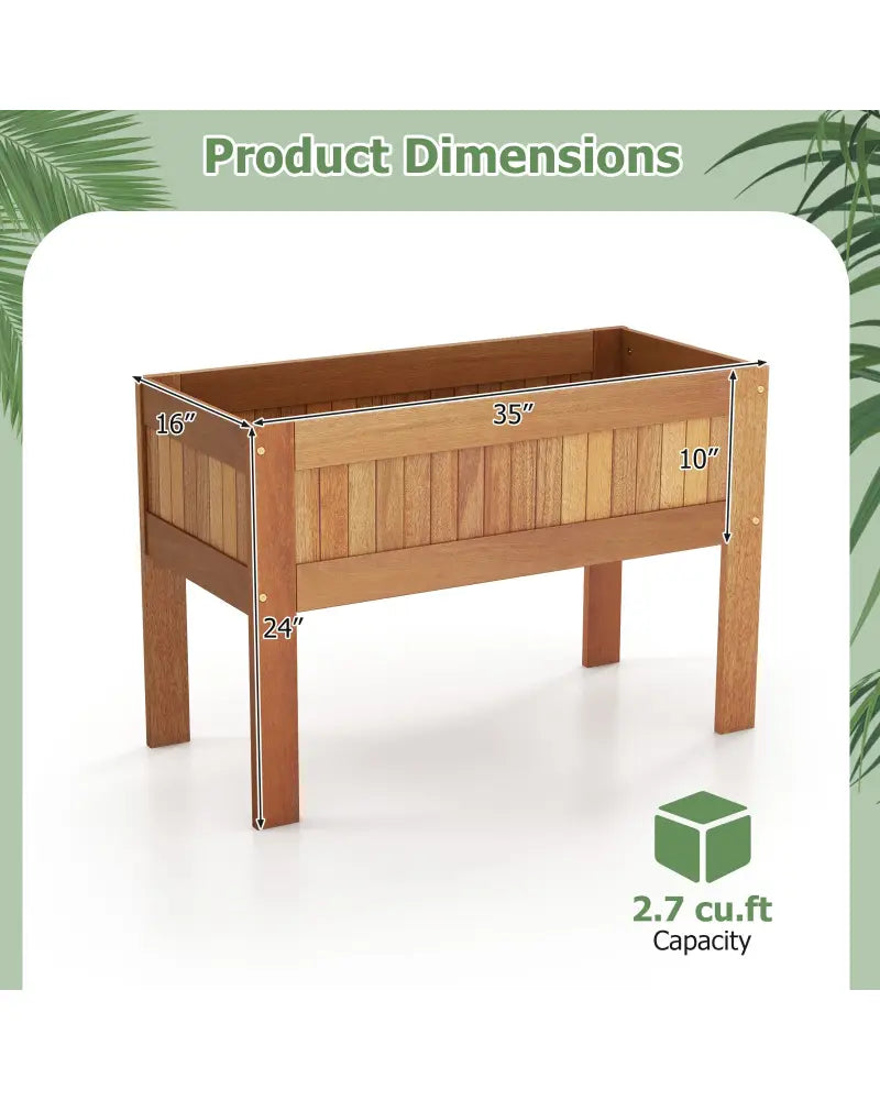 Wooden Raised Garden Bed Solid Wood Elevated Planter Box with Legs - Natural - Raised Garden Beds