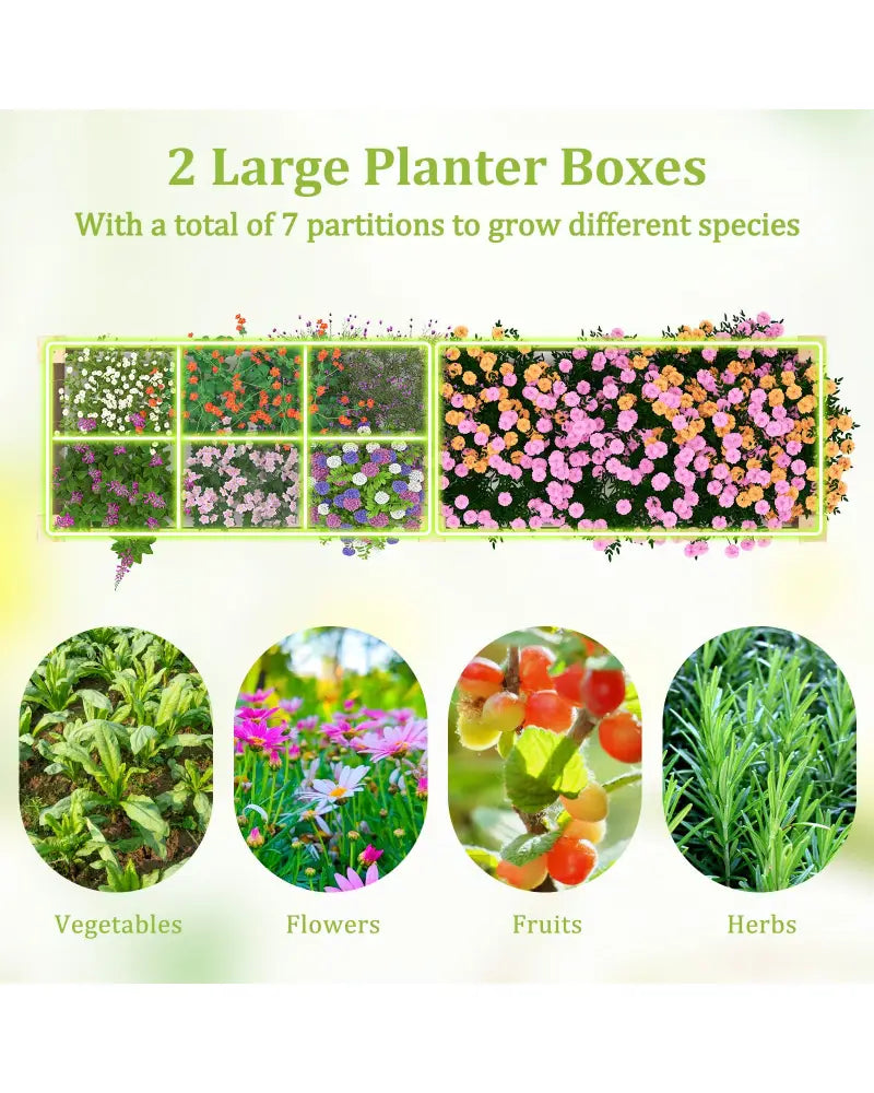 Wooden Raised Garden Bed with 2 Planter Boxes and Dividers-Natural - Natural - Raised Garden Beds