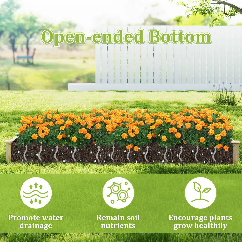 Wooden Raised Garden Bed with 2 Planter Boxes and Dividers-Natural - Natural - Raised Garden Beds
