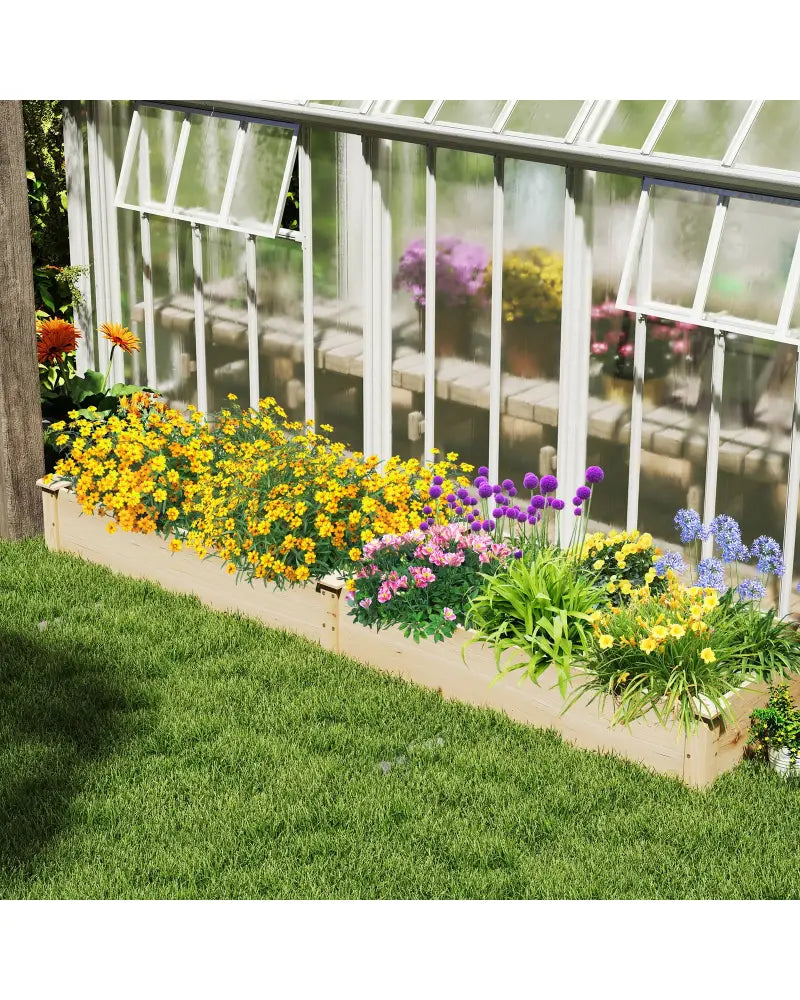 Wooden Raised Garden Bed with 2 Planter Boxes and Dividers-Natural - Natural - Raised Garden Beds