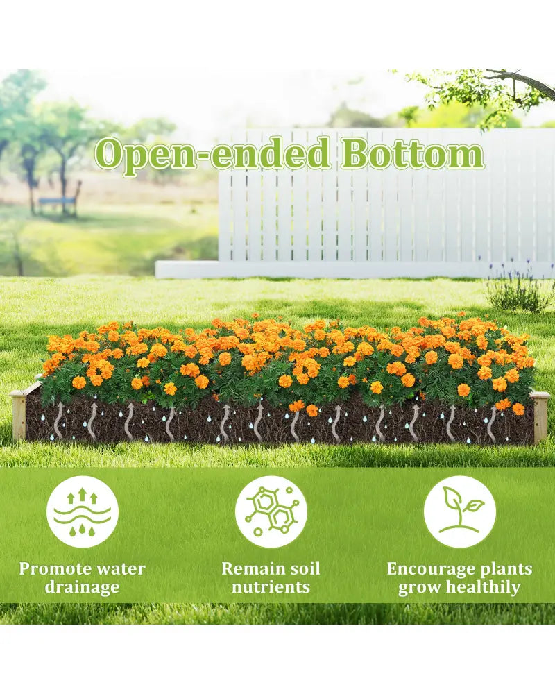 Wooden Raised Garden Bed with 2 Planter Boxes and Dividers-Natural - Natural - Raised Garden Beds