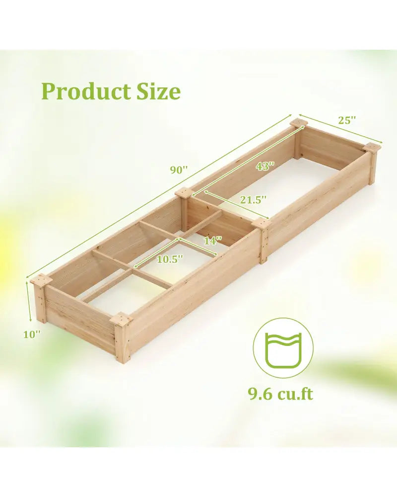Wooden Raised Garden Bed with 2 Planter Boxes and Dividers-Natural - Natural - Raised Garden Beds