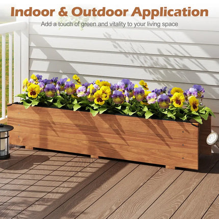 Wooden Raised Garden Bed with Drainage Holes and Liner Elevated Rectangular Planter Box-Orange - Orange - Raised Garden