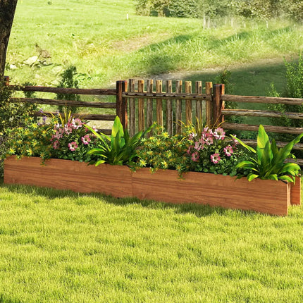 Wooden Raised Garden Bed with Drainage Holes and Liner Elevated Rectangular Planter Box-Orange - Orange - Raised Garden