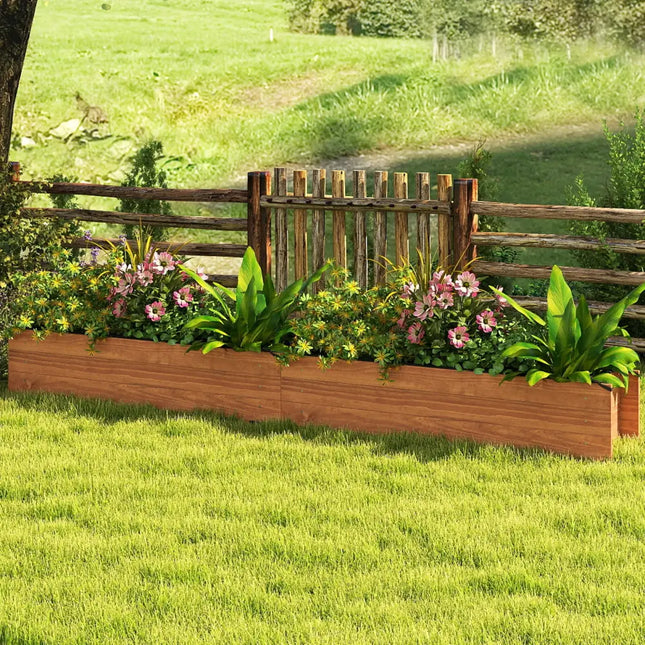Wooden Raised Garden Bed with Drainage Holes and Liner Elevated Rectangular Planter Box-Orange - Orange - Raised Garden