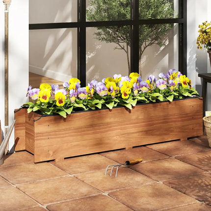Wooden Raised Garden Bed with Drainage Holes and Liner Elevated Rectangular Planter Box-Orange - Orange - Raised Garden