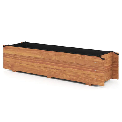 Wooden Raised Garden Bed with Drainage Holes and Liner Elevated Rectangular Planter Box-Orange - Orange - Raised Garden