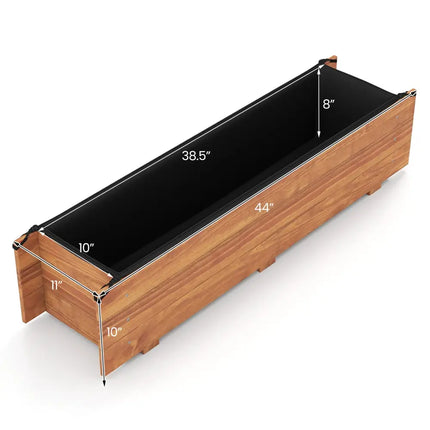 Wooden Raised Garden Bed with Drainage Holes and Liner Elevated Rectangular Planter Box-Orange - Orange - Raised Garden