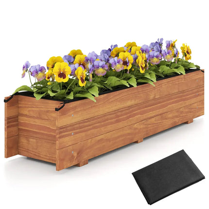 Wooden Raised Garden Bed with Drainage Holes and Liner Elevated Rectangular Planter Box-Orange - Orange - Raised Garden