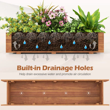 Wooden Raised Garden Bed with Drainage Holes and Liner Elevated Rectangular Planter Box-Orange - Orange - Raised Garden