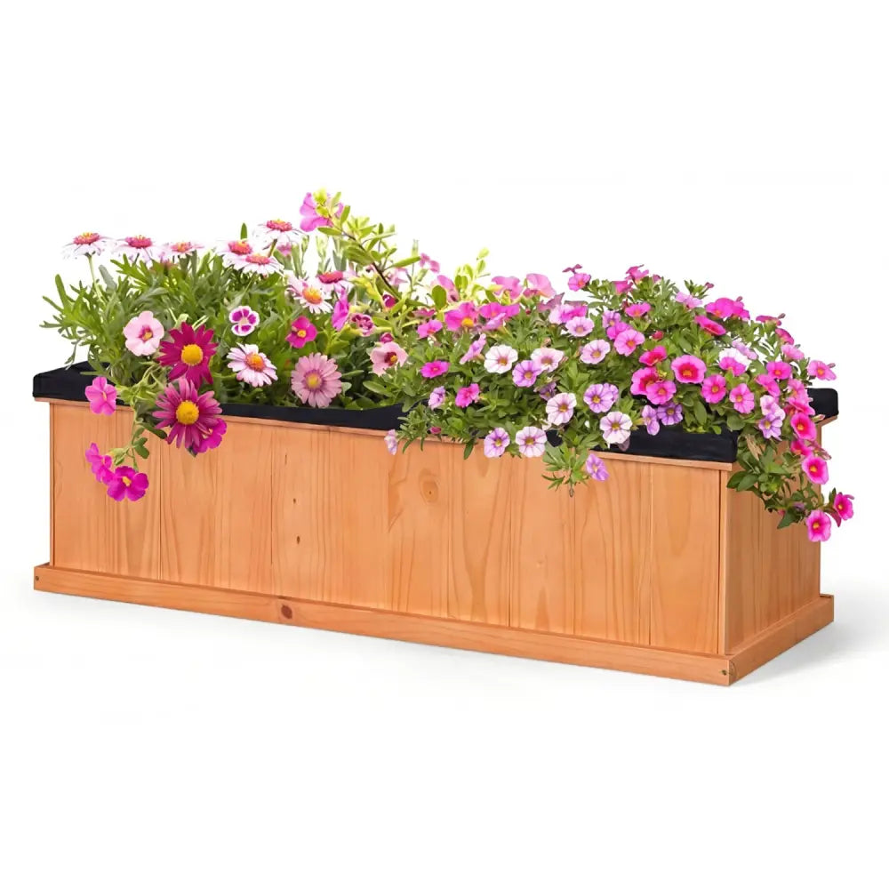 Wooden Raised Garden Bed with Drainage Holes and Liner Solid Fir Wood Planter Box-XL - Raised Garden Beds