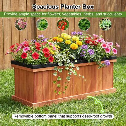 Wooden Raised Garden Bed with Drainage Holes and Liner Solid Fir Wood Planter Box-M - Raised Garden Beds