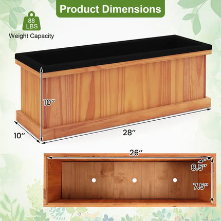 Wooden Raised Garden Bed with Drainage Holes and Liner Solid Fir Wood Planter Box-M - Raised Garden Beds