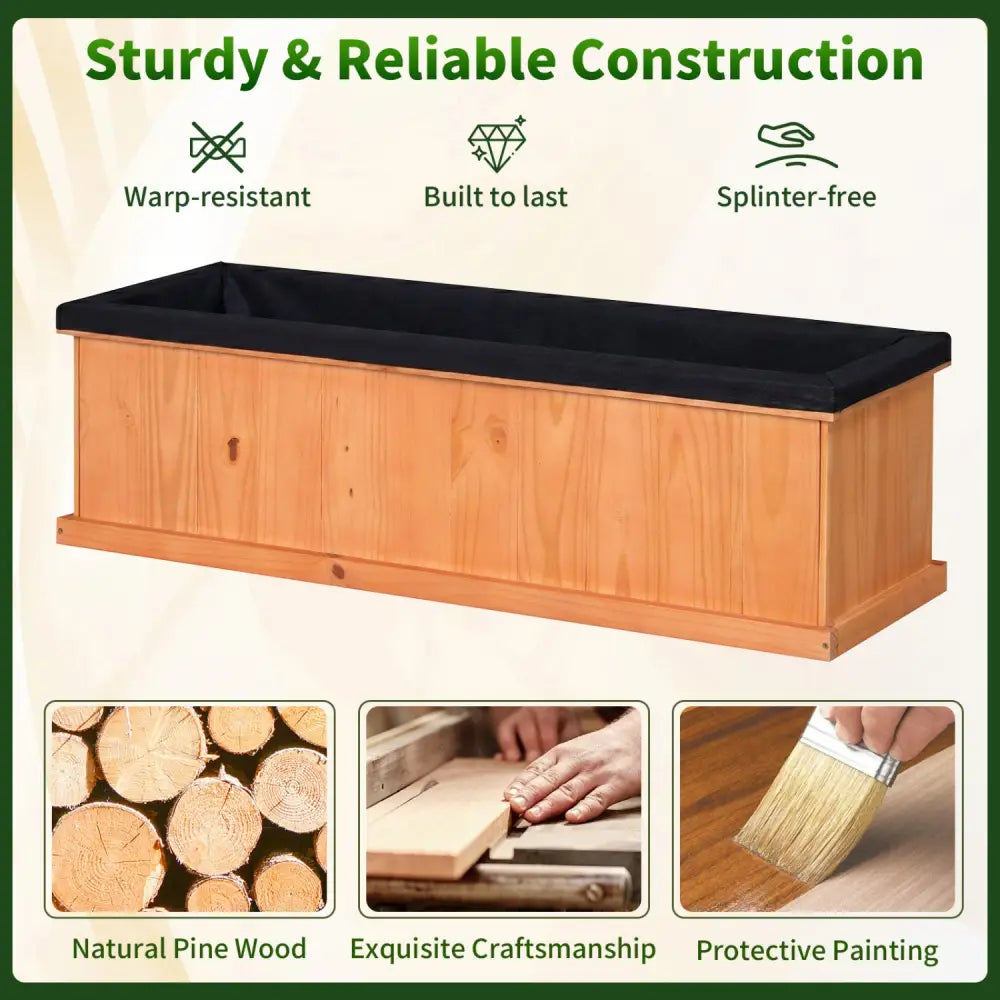 Wooden Raised Garden Bed with Drainage Holes and Liner Solid Fir Wood Planter Box-XL - Raised Garden Beds