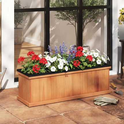 Wooden Raised Garden Bed with Drainage Holes and Liner Solid Fir Wood Planter Box-M - Raised Garden Beds