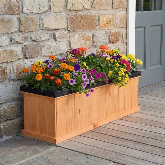 Wooden Raised Garden Bed with Drainage Holes and Liner Solid Fir Wood Planter Box-XL - Raised Garden Beds