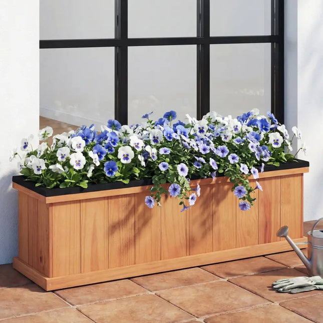 Wooden Raised Garden Bed with Drainage Holes and Liner Solid Fir Wood Planter Box-L - Raised Garden Beds