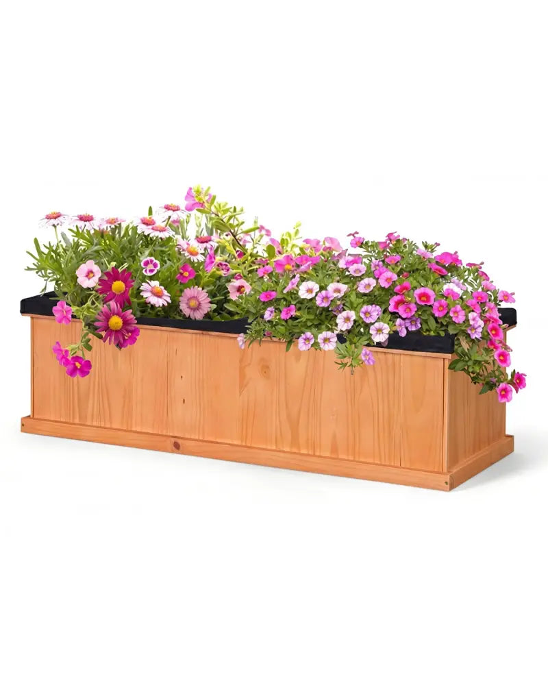 Wooden Raised Garden Bed with Drainage Holes and Liner Solid Fir Wood Planter Box-XL - Raised Garden Beds