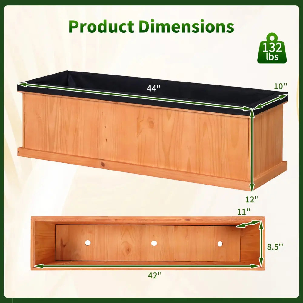 Wooden Raised Garden Bed with Drainage Holes and Liner Solid Fir Wood Planter Box-XL - Raised Garden Beds