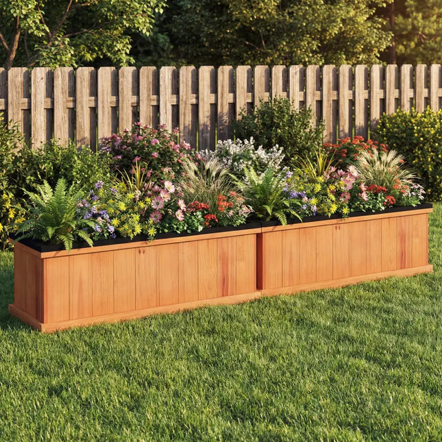Wooden Raised Garden Bed with Drainage Holes and Liner Solid Fir Wood Planter Box-L - Raised Garden Beds