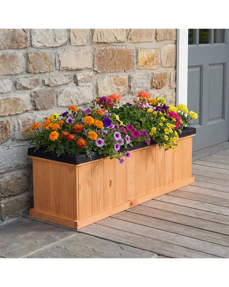 Wooden Raised Garden Bed with Drainage Holes and Liner Solid Fir Wood Planter Box-XL - Raised Garden Beds