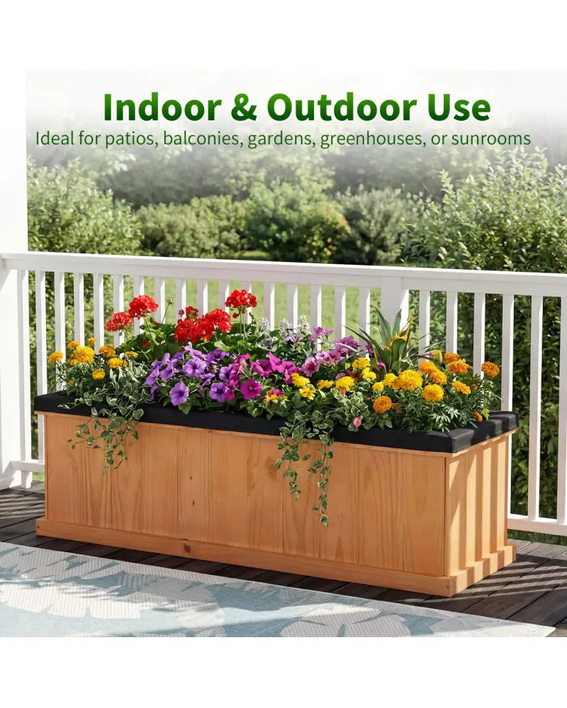 Wooden Raised Garden Bed with Drainage Holes and Liner Solid Fir Wood Planter Box-XL - Raised Garden Beds