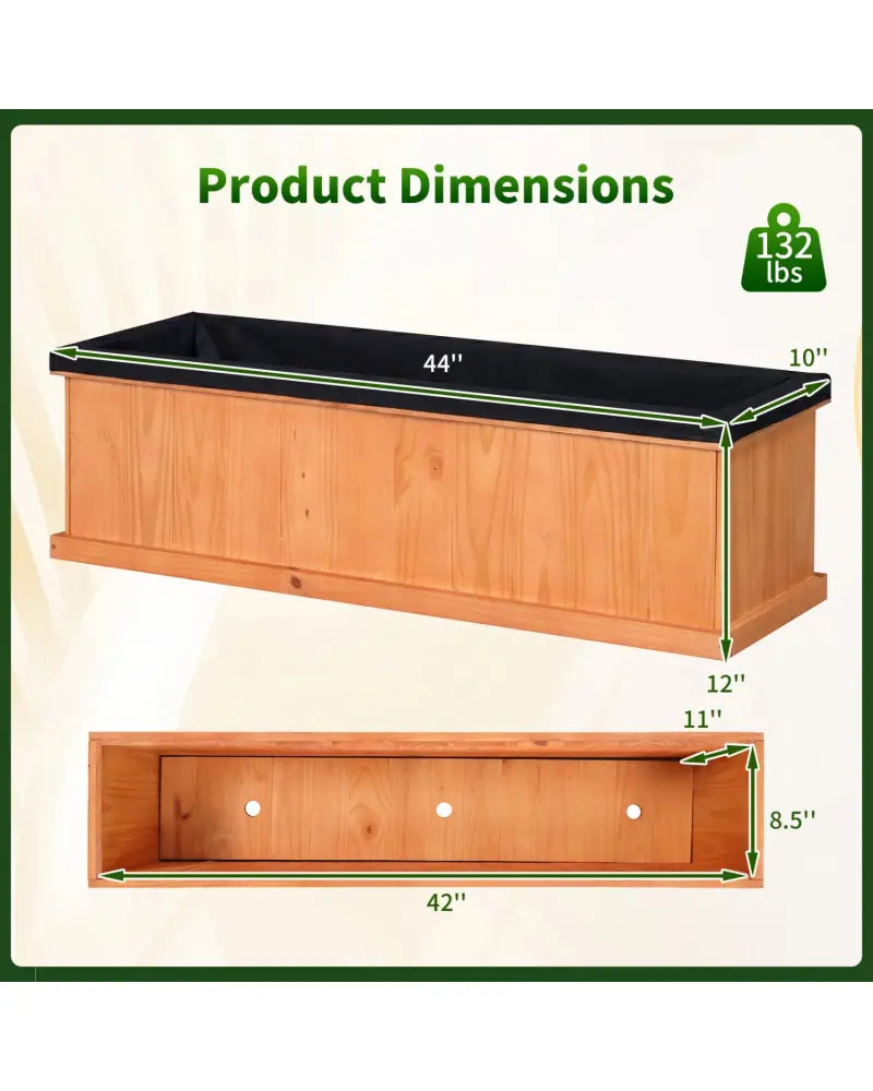 Wooden Raised Garden Bed with Drainage Holes and Liner Solid Fir Wood Planter Box-XL - Raised Garden Beds