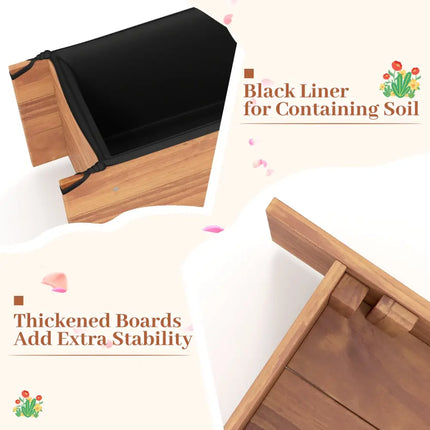 Wooden Raised Garden Bed with Drainage Holes for Vegetable Flower Herb Succulent - Raised Garden Beds