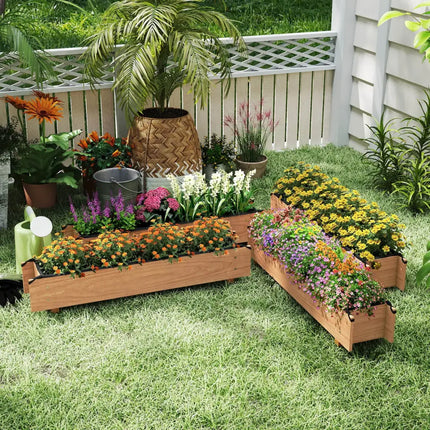 Wooden Raised Garden Bed with Drainage Holes for Vegetable Flower Herb Succulent - Raised Garden Beds