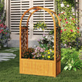 Wooden Raised Garden Bed with Lattice Trellis and Arched Roof-Orange - Orange - Raised Garden Beds