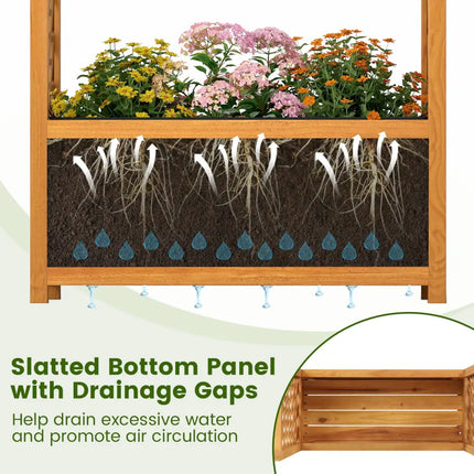 Wooden Raised Garden Bed with Lattice Trellis and Arched Roof-Orange - Orange - Raised Garden Beds