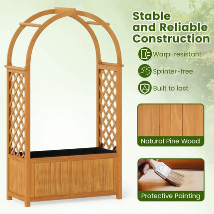 Wooden Raised Garden Bed with Lattice Trellis and Arched Roof-Orange - Orange - Raised Garden Beds
