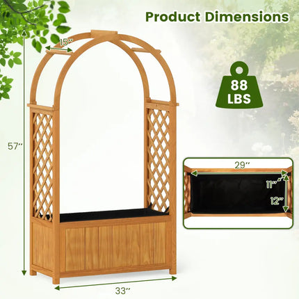Wooden Raised Garden Bed with Lattice Trellis and Arched Roof-Orange - Orange - Raised Garden Beds