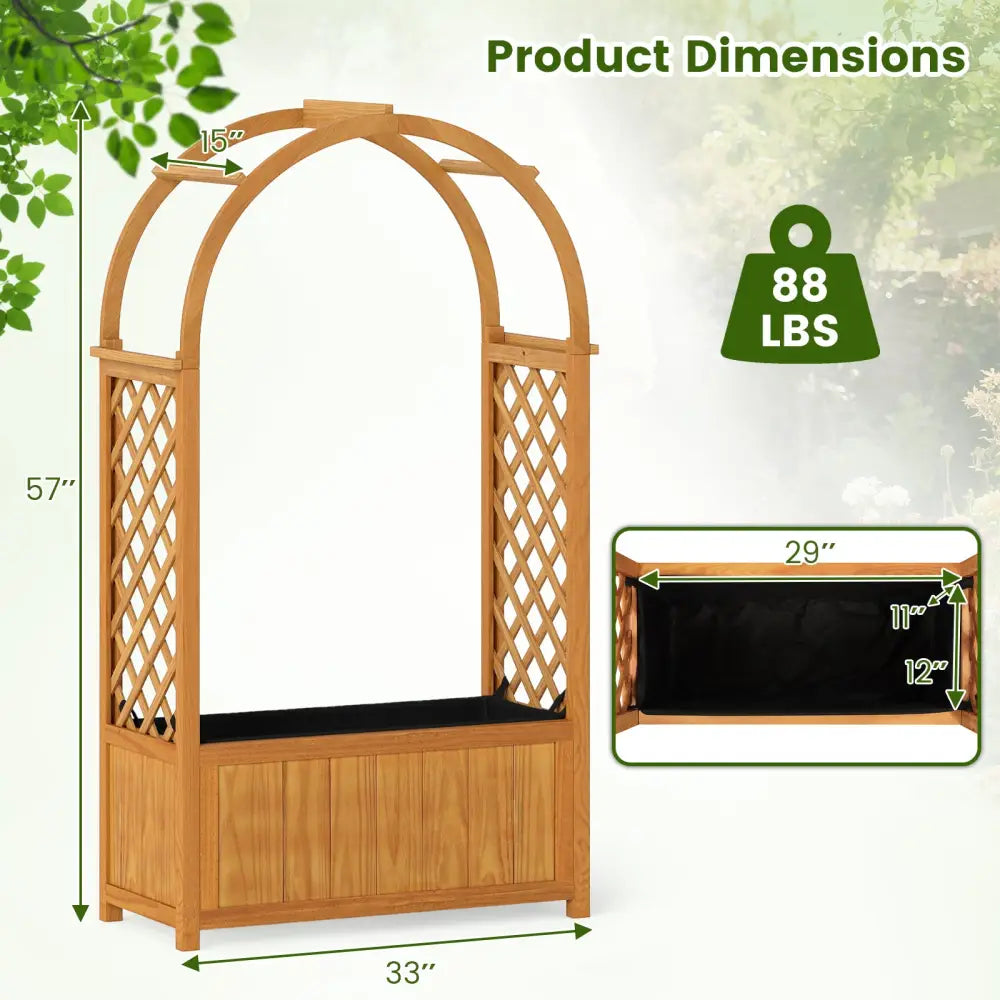 Wooden Raised Garden Bed with Lattice Trellis and Arched Roof-Orange - Orange - Raised Garden Beds