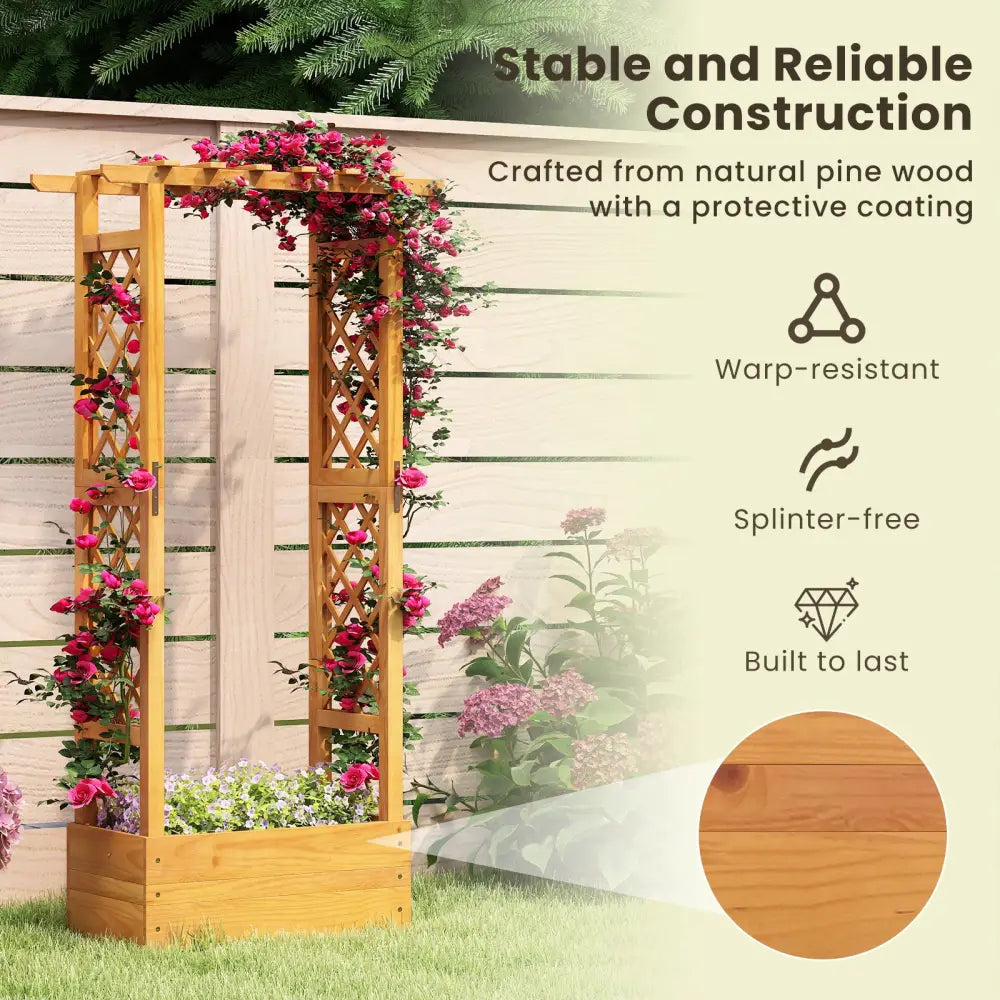 Wooden Raised Garden Bed with Lattice Trellis and Hanging Roof-Orange - Orange - Raised Garden Beds