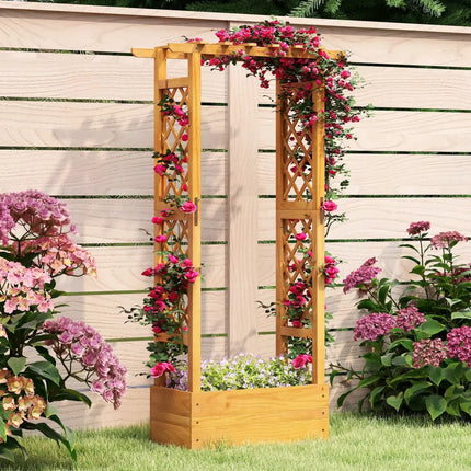 Wooden Raised Garden Bed with Lattice Trellis and Hanging Roof-Orange - Orange - Raised Garden Beds