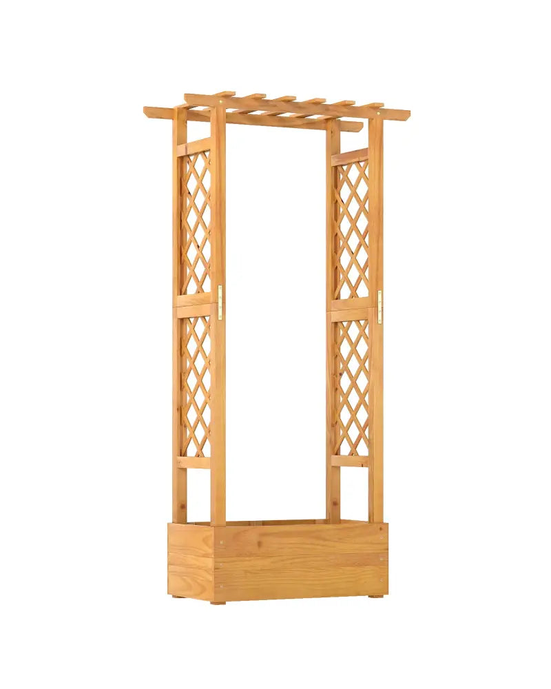 Wooden Raised Garden Bed with Lattice Trellis and Hanging Roof-Orange - Orange - Raised Garden Beds