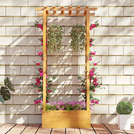 Wooden Raised Garden Bed with Lattice Trellis and Hanging Roof-Orange - Orange - Raised Garden Beds