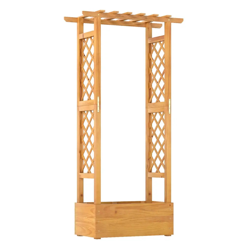Wooden Raised Garden Bed with Lattice Trellis and Hanging Roof-Orange - Orange - Raised Garden Beds