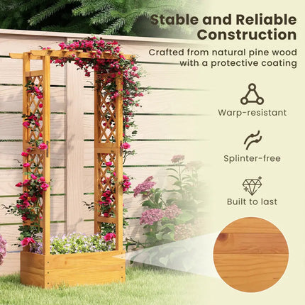 Wooden Raised Garden Bed with Lattice Trellis and Hanging Roof-Orange - Orange - Raised Garden Beds