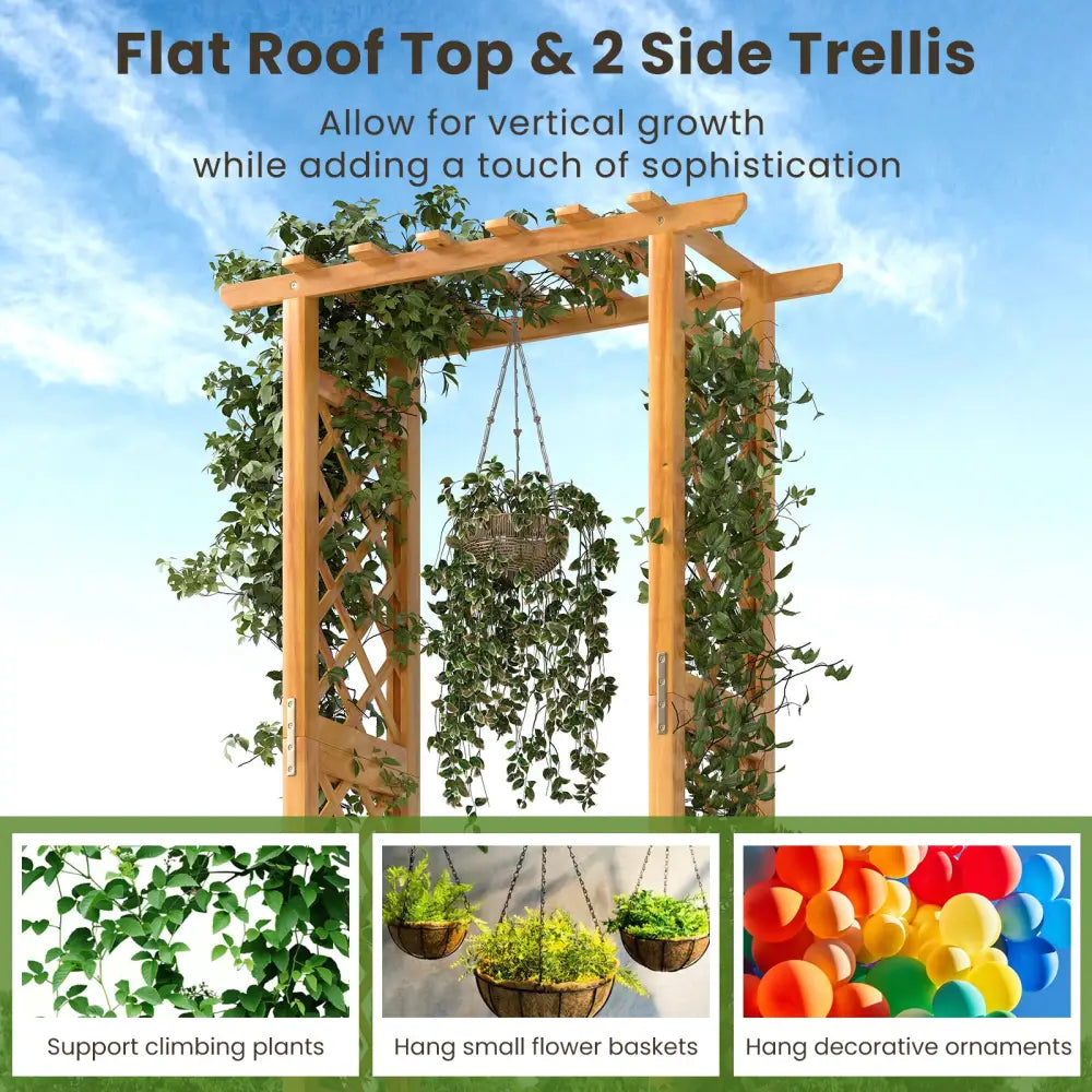 Wooden Raised Garden Bed with Lattice Trellis and Hanging Roof-Orange - Orange - Raised Garden Beds