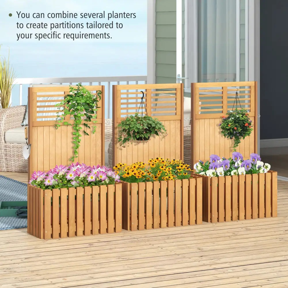 Wooden Raised Garden Bed with Privacy Screen - Natural - Raised Garden Beds